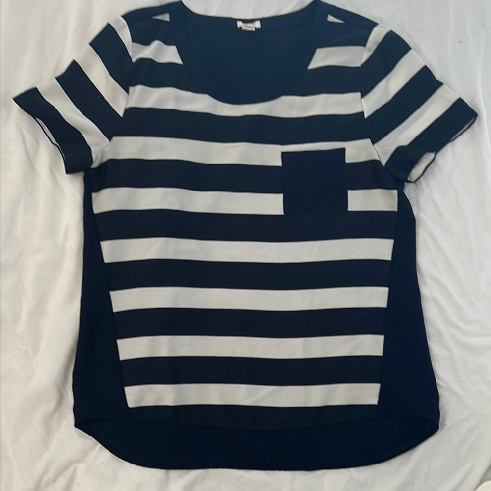 J. Crew Boxy Blue and White Short Sleeve Tee